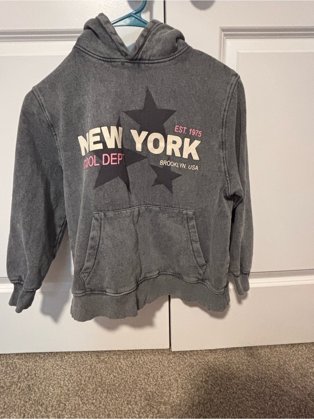Zara Gray New York Graphic Kids Hoodie with Stars
